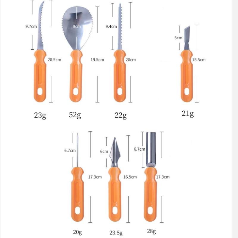 Set 7 Piese Unelte Sculptat Dovleac Halloween Cuțit Sculptat Dovleac Adulți Consumabile Tăiat Dovleac Gravură Unelte de Tăiat Bucătărie