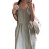 Korean Chic Summer Retro Niche Drawstring Waist Slim Big Pocket Zipper Tooling Vest Dress Women