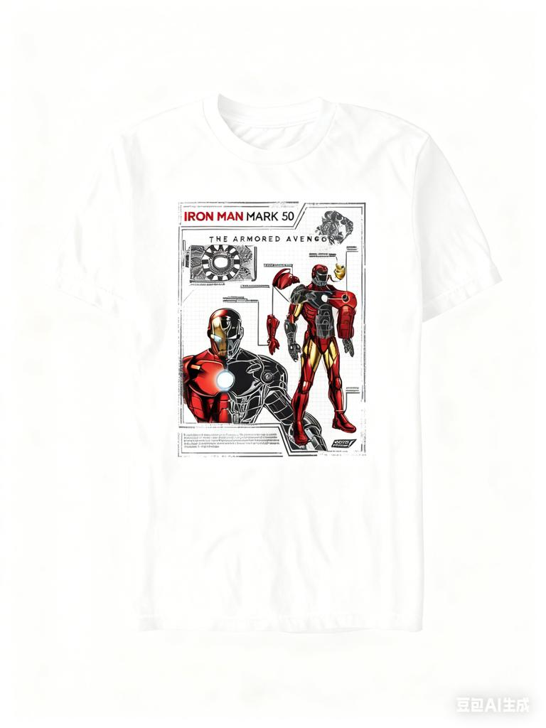 Genuine 2026 New Iron Man Construction Map Parts Printed Large Size Women's Fashion Short Sleeve Loose Sports T-Shirt