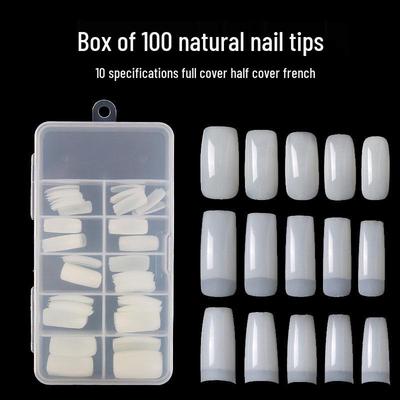 Unhas Postiças de Cristal Naturais Coreanas de Cobertura Total, Caixa com 100 Peças