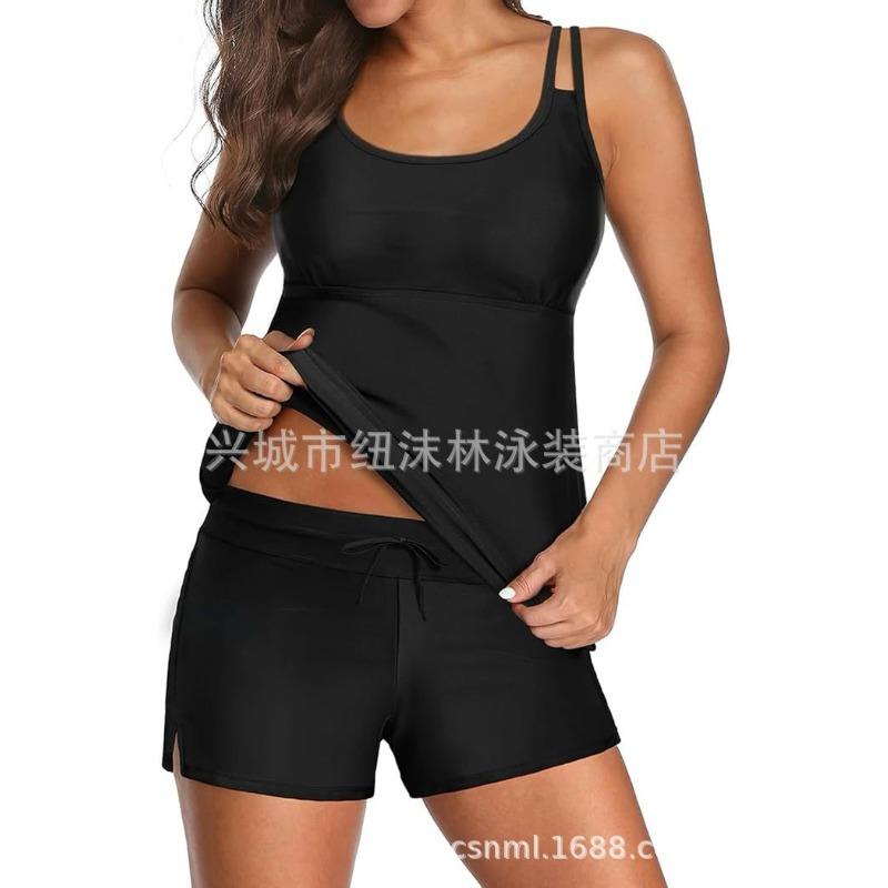 New European and American one-piece swimsuit women s sexy backless two-piece set lotus leaf flying edge solid color swimsuit S чёрный