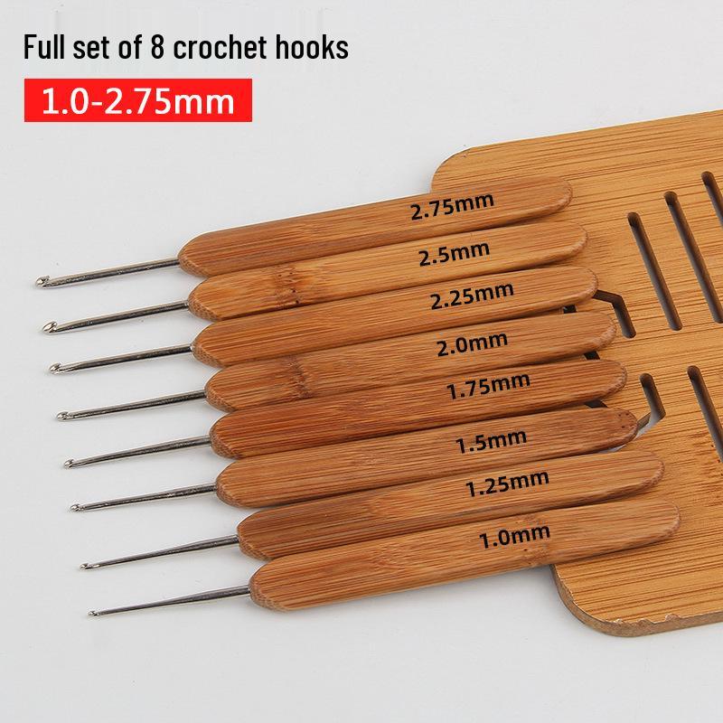 Carbonized Bamboo Crochet Yarn & Knitting Tool Set with Extra-Fine Old-Fashioned Bamboo Handle Set