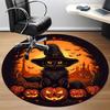 1PC Halloween Cat Office Round Area Rug, Mat Suitable For Office, Under Office Chairs Bedroom Living Room Home Decor, Room Deco
