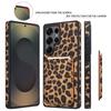 Magnetic Cards Solt Leopard Print Leather Wallet Case For Samsung S26 Ultra S25 S24 Plus S23 Comfortable Grip Protection Cover