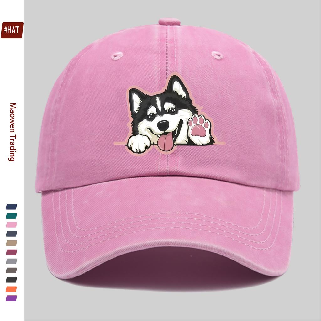 Pc Cute Husky Cartoon Printed Baseball Cap Casual Fashion Printed Trucker Sun Hat Comfortable Lightweight Papa Hat Dad Mom B