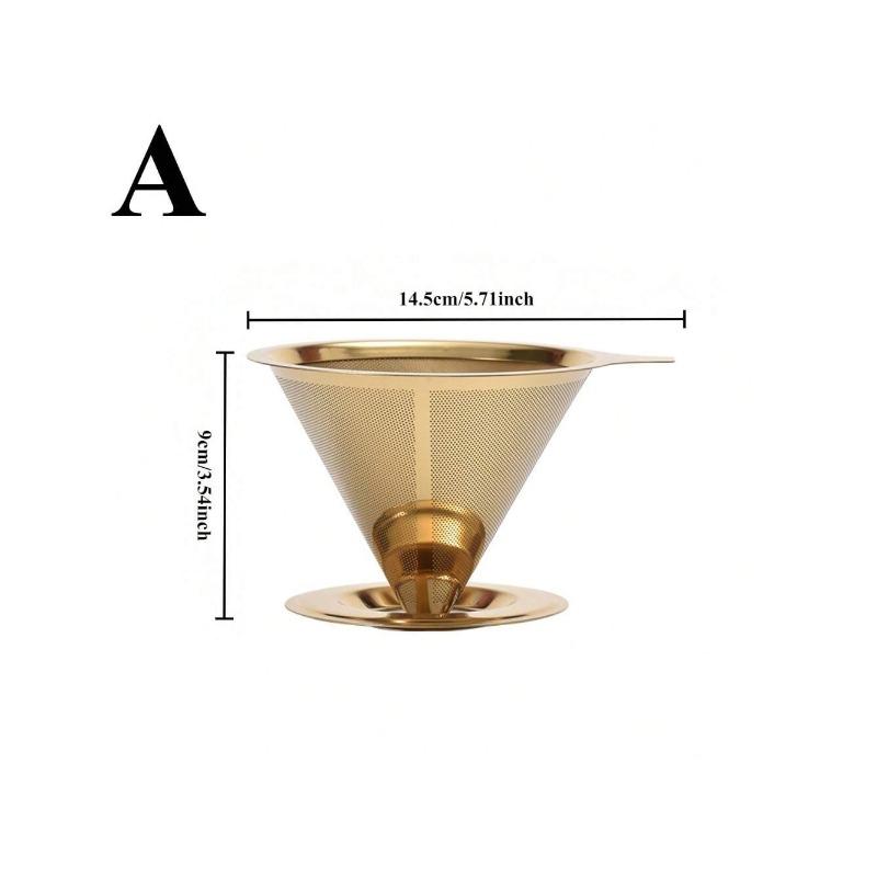 Reusable Stainless Steel Double Layer Fine Mesh Coffee Filter for Drip Coffee and Tea Portable Coffee Dripper with Tray for Home