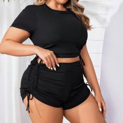 Nuevo Traje de Baño de Tela de Rayas Conservadoras con Cordón Europeo y Americano Talla Grande Boxers Bikini Traje de Baño de Playa