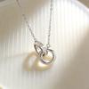 S925 Sterling Silver Necklaces For Women Simple Minimalist Pendant Necklaces Double Circle Zircon Necklace Birthday Gift
