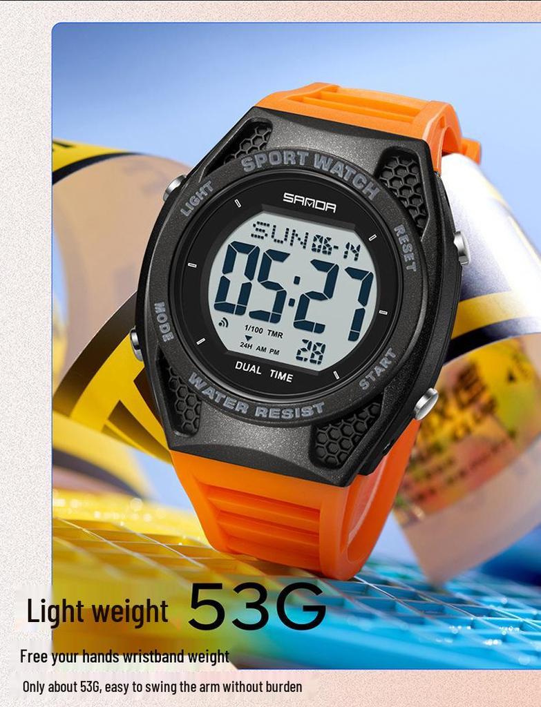 Sanda Multi-Function Waterproof Sport Watch with Alarm & Seven-Color Luminous Display