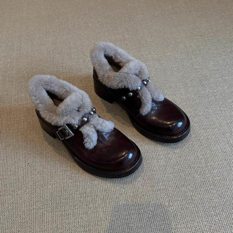 

Women s fashion lightweight winter warm fur one snow boots padded lining non-slip casual sports cotton boots Lefebvre shoes 40 коричневый