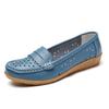 Spring new hollowed-out leather shoes medium and old women's single shoes, female real soft-soled wedges