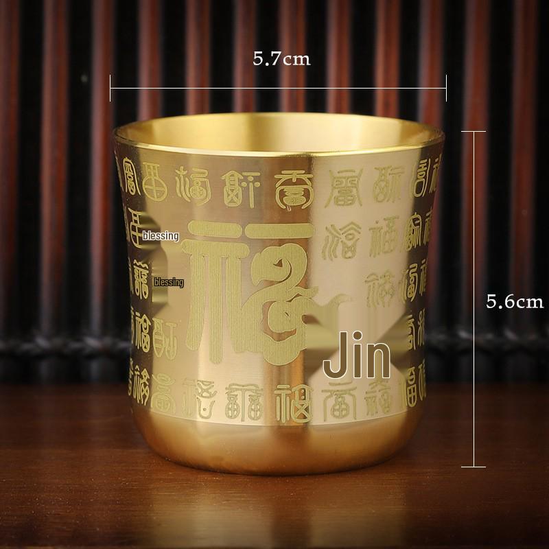 Pure Copper Blessings Cup - Small Size Offering for Home, Brass Wine or Buddha Cup for Buddhist Hall and Immortal God of Wealth.