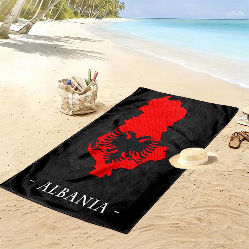 Toalla de Playa Estampada de la República de Albania, Toalla Grande Suave de Secado Rápido para Playa, Camping, Natación