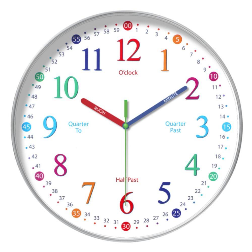 

10 inch Electronic Color Clock Mute Learning Clock Simple Early Education Wall Clock Home Style5