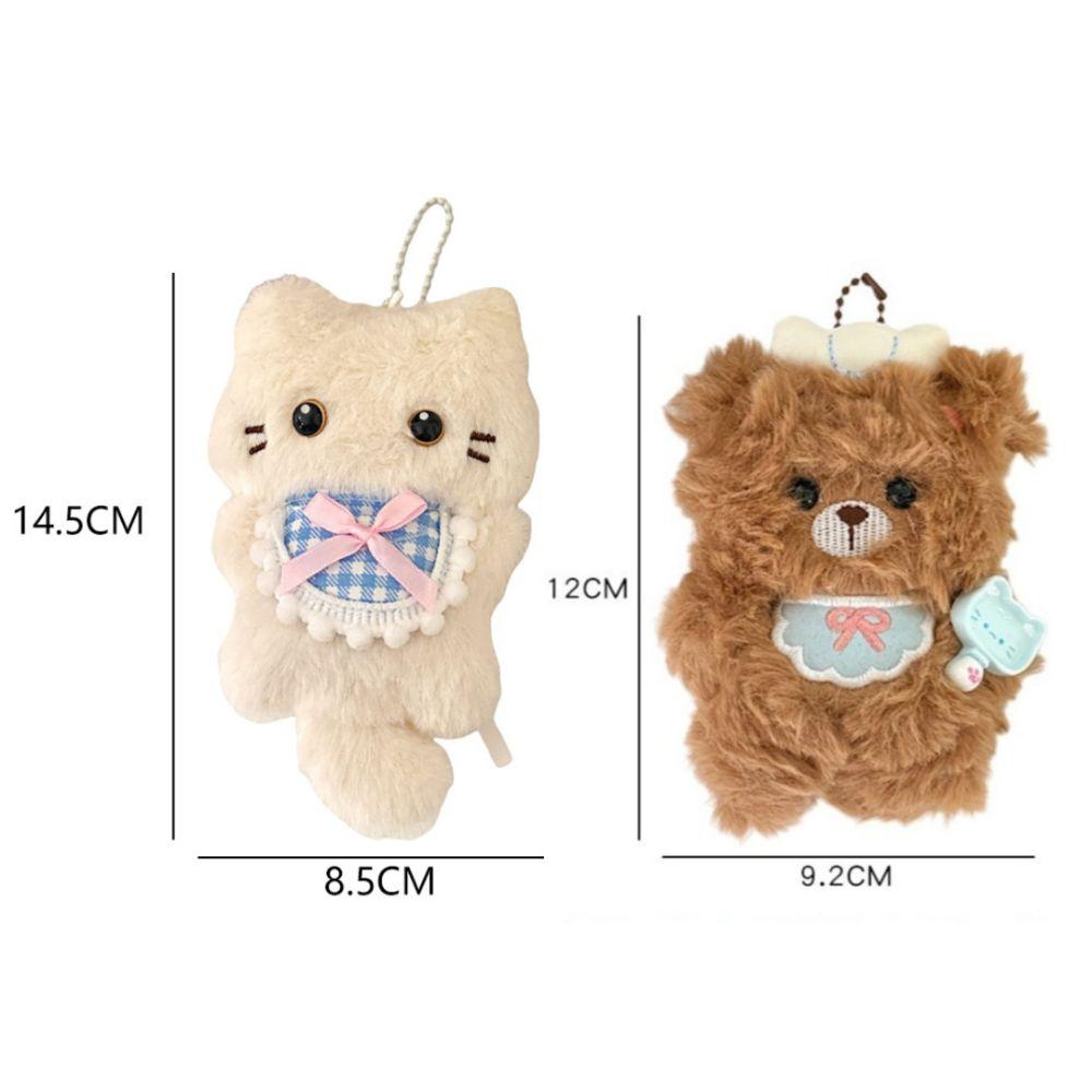 Cute Stuffed Cat Pendant Stress Relief Cartoon Animal Backpack Pendant Soft Feel Black White Kitten Plushie Toy Backpack Decor