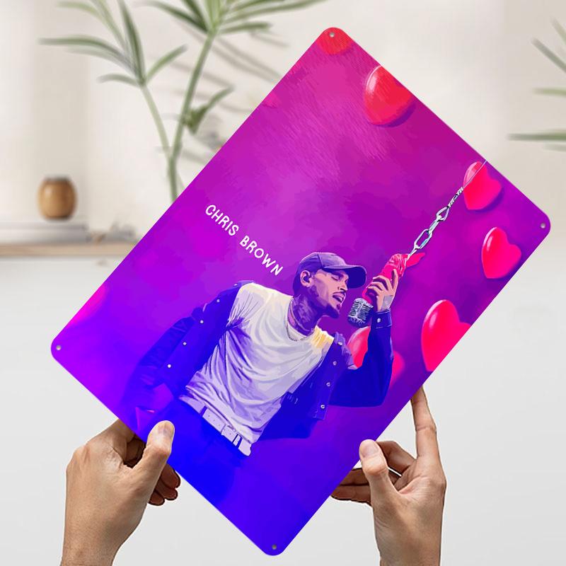 

Chris Brown Music Printed Poster Customized Wall Art Retro Vintage Metal Tin Signs for Gaming Room Decoration At Home Man Cave 7.9x11.8In(20x30cm)