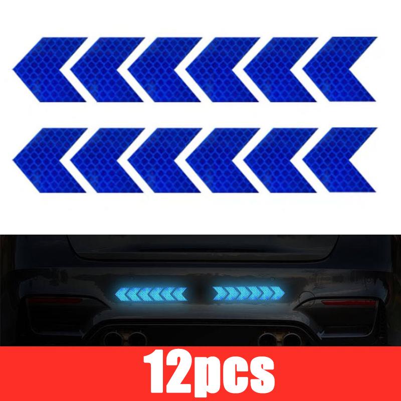 12 Pcs/Set Reflective Arrow Sign Tape Warning Safety Sticker for Car Bumper Trunk Reflector Hazard Tape Motorcycle Accessories
