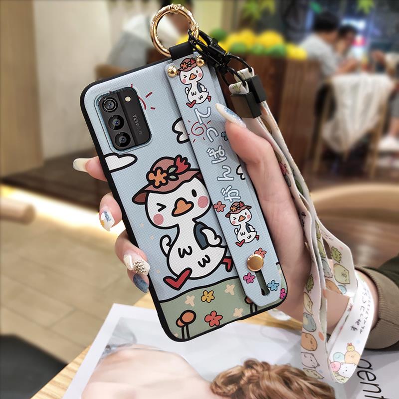 Wristband Dirt-resistant Phone Case For Nokia G100 Wrist Strap Anti-knock Durable Back Cover Anti-dust Silicone Cartoon