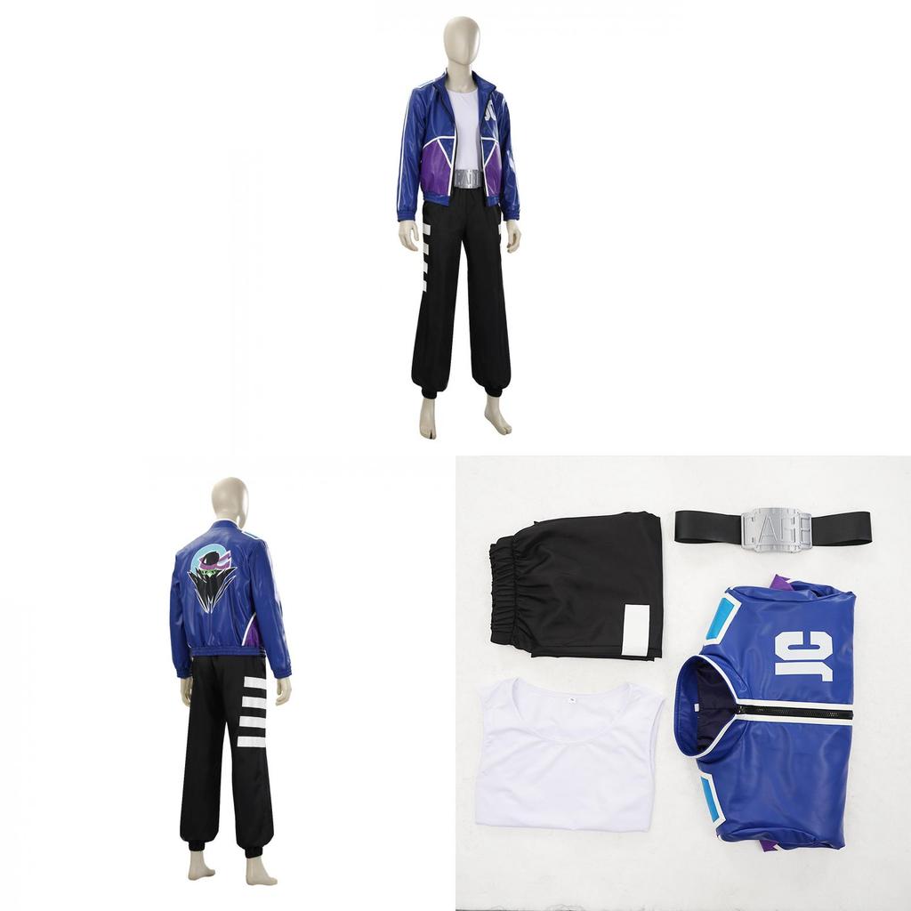Johnny Cage Cosplay Costume With Glossy Blue Purple Jacket For Anime Role Play