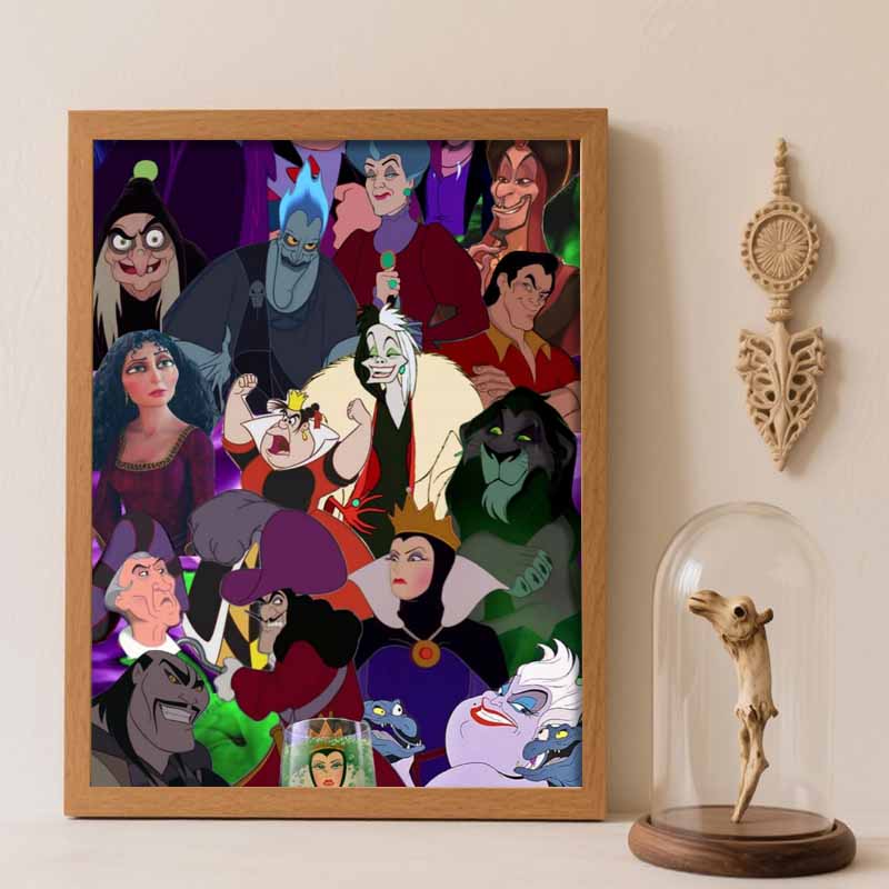 Disney Diamond Painting Kit Classic Villains Home Decor Craft Perfect Gift Idea Diamond Art Round 20x30cm