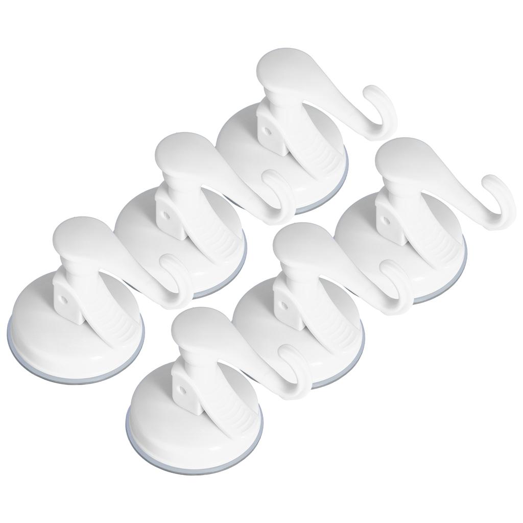 6PCS Strong Vacuum Wall Hook Towel Hook Plastic Self Adhesive Suction Cup for Kitchen Bathroom
