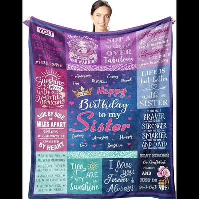 Wisegem Cozy Throw Blanket Perfect Birthday Gift for Sisters Women Unique Funny Happy Birthday Present X