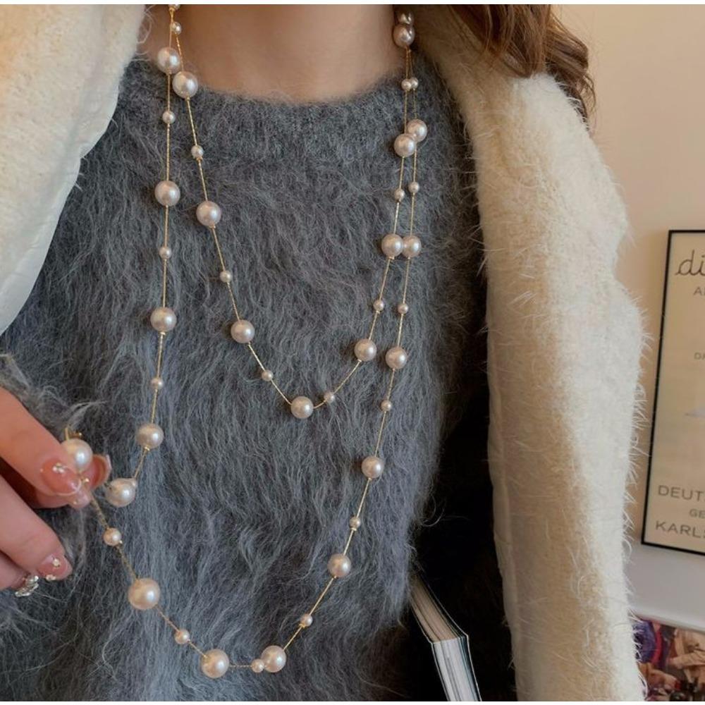 Fashion Multi-layer Sweater Chain Versatile High-grade Sense of Temperament Necklace Clothes Accessories Pendant Waist Chain