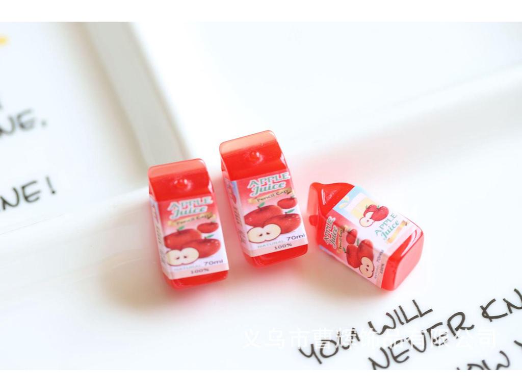 Simulation Milk Beverage Bottle DIY Resin Jewelry Toy - Small Ornaments with Strawberry and Apple Juice Design
