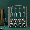 Iron Wine Rack Wine Glass Rack Wine Cabinet Decoration 8 Cups 8 Bottles Folding Wine Rack