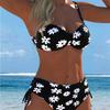 1011 neuer sexy europäischer und amerikanischer Bikini mit Print Schnürung Neckholder Badeanzug Damen