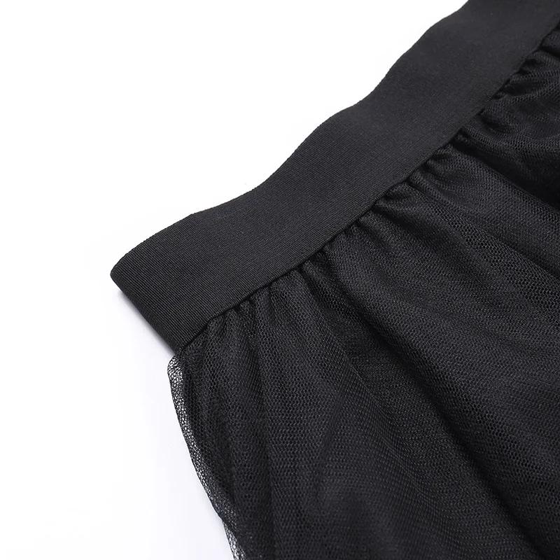 Net Yarn High-Waisted Irregular Skirt for Women Gothic Style Summer Casual Skirt Sexy and Charming Goth