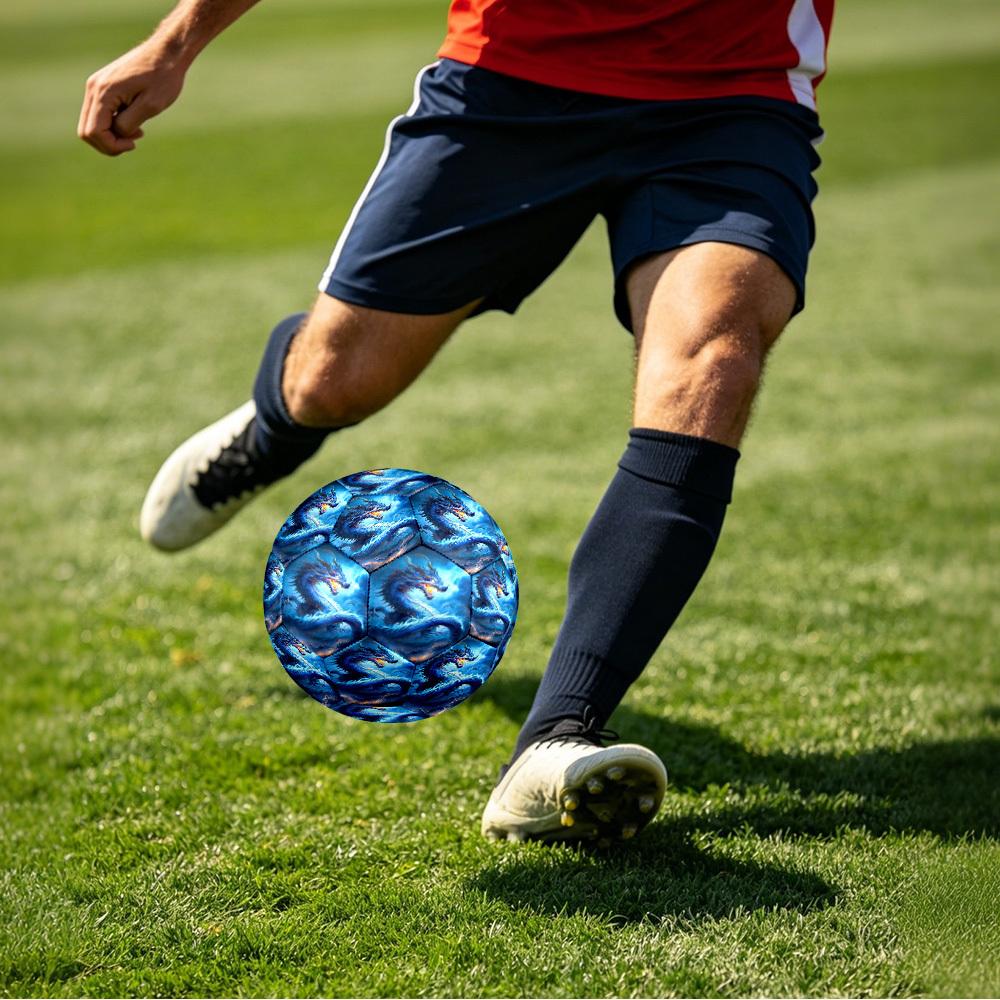 1pc Blue Dragon Fantasy Theme Soccer Ball Football, Size 5, Lightweight PVC, Outdoor Training Soccer Ball,Gift C6543
