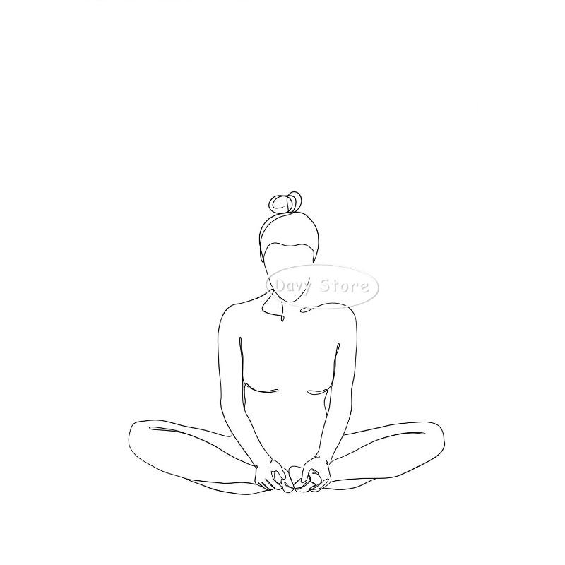 Abstrakt Fitness Minimalistisch Yoga Asanas Strichzeichnung Poster Drucke Leinwand Malerei Frau Körper Akt Wandkunst Bild Heimzimmer Dekor