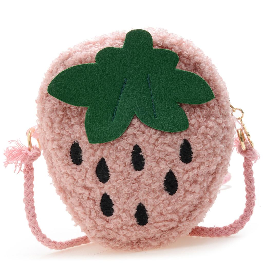 Adorable Mini Plush Strawberry Cartoon Shoulder Bag For Kids Fashionable And Cute