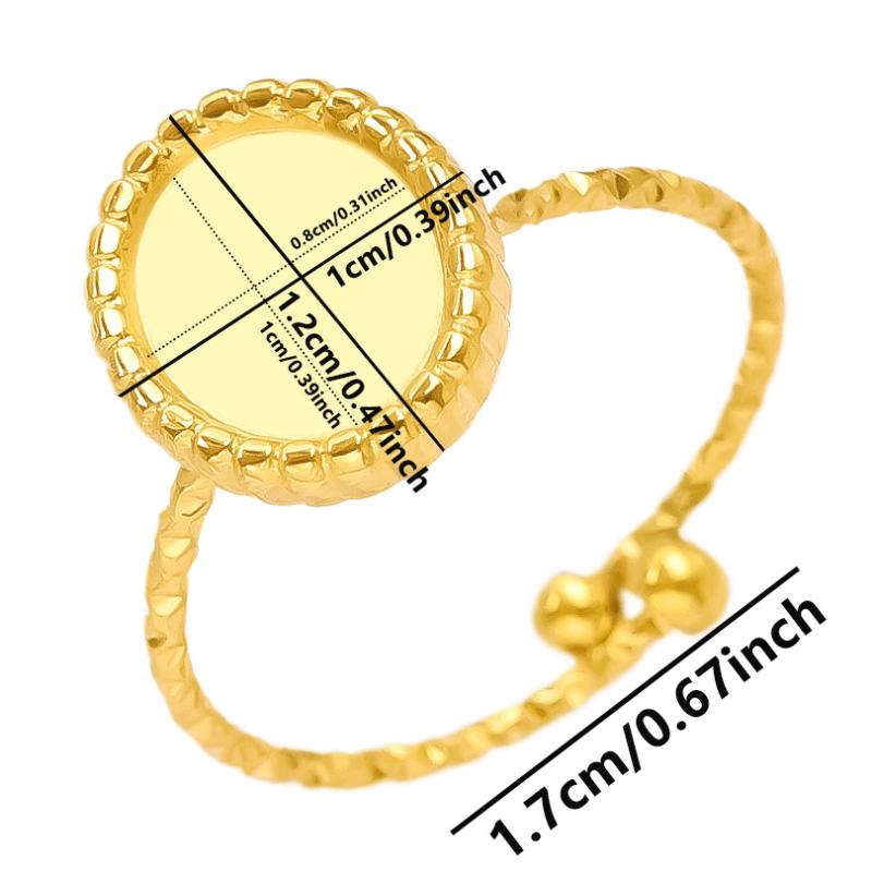 1Pcs Open Adjustable Stainless Steel Heart Sun Leaf Rings Diy Cabochons Silver/Gold Ring For Women Men Handmade Supplies