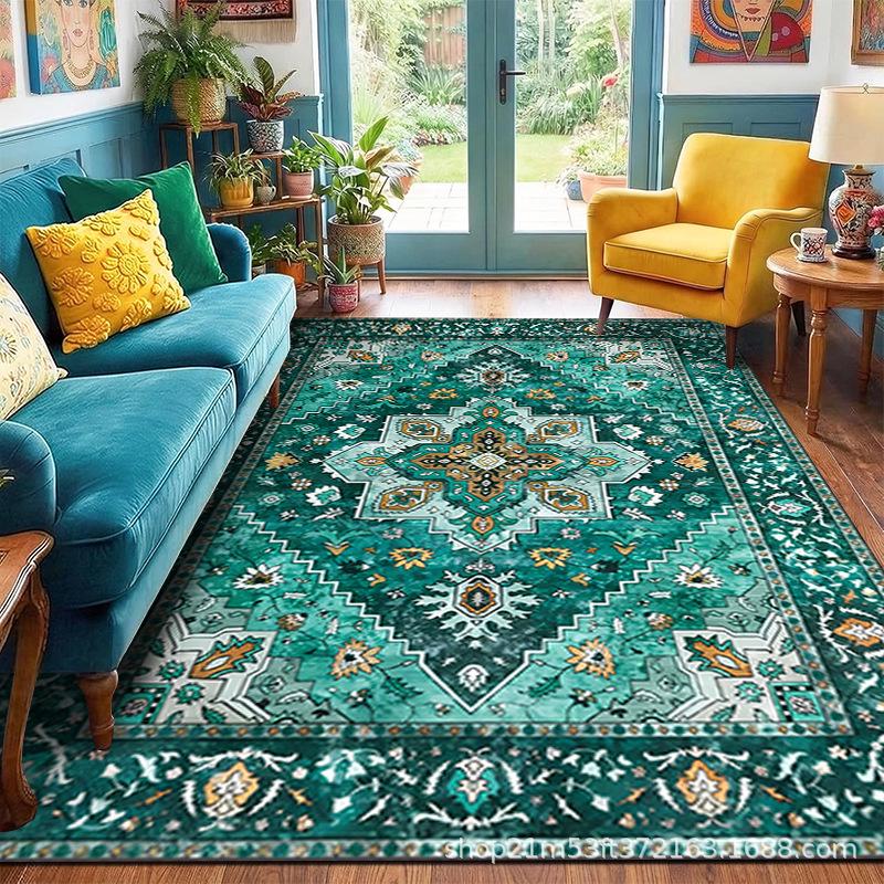 Persian Ethnic Style Living Room Carpet & Soft Home Blanket