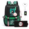 Two-dimensional Peripheral Day Man Ghost Extinguishing Backpack Pencil Bag Large Capacity Student Leisure Schoolbag with USB Port