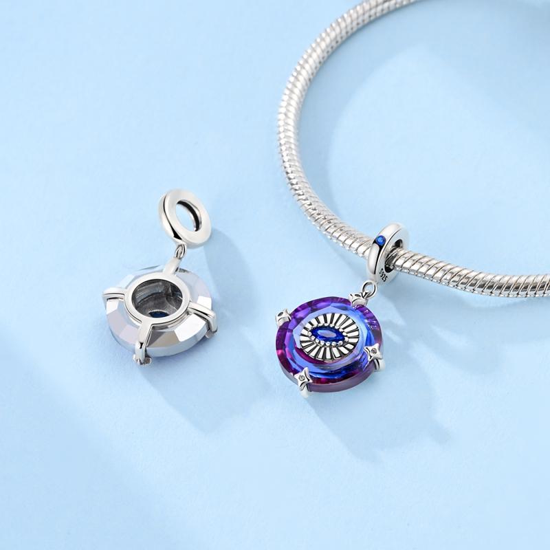 Charms Original Copper Purple-Eyed Pendant Religion Beads Fit Bracelet Women Jewelry Diy Fine Gift Accessory