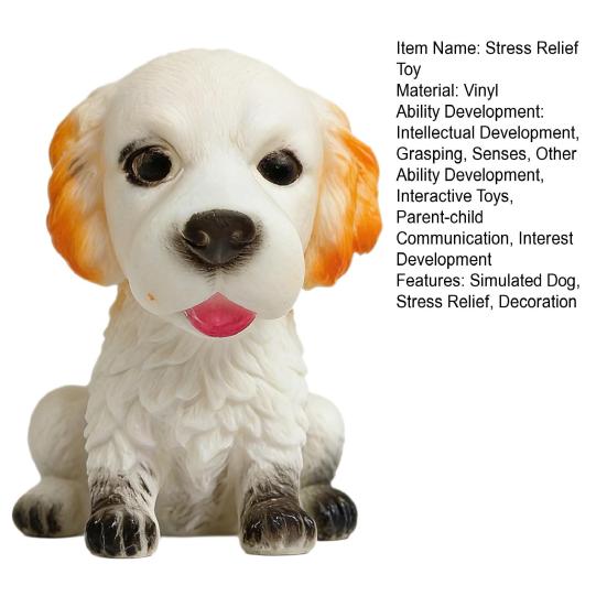 Vinyl Simulated Dog Squeeze Toy Squeaky Stress Relief Puppy Sensory Toy Home Office Desktop Animal Decoration Ornament