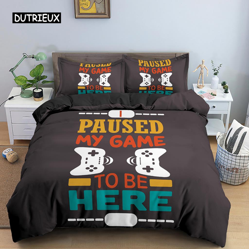 Game Handle Bedding Set Luxury Duvet Cover with Pillowcase Quilt Cover Queen King Bedding Cartoons Kids Boys Bed Cover Set Green