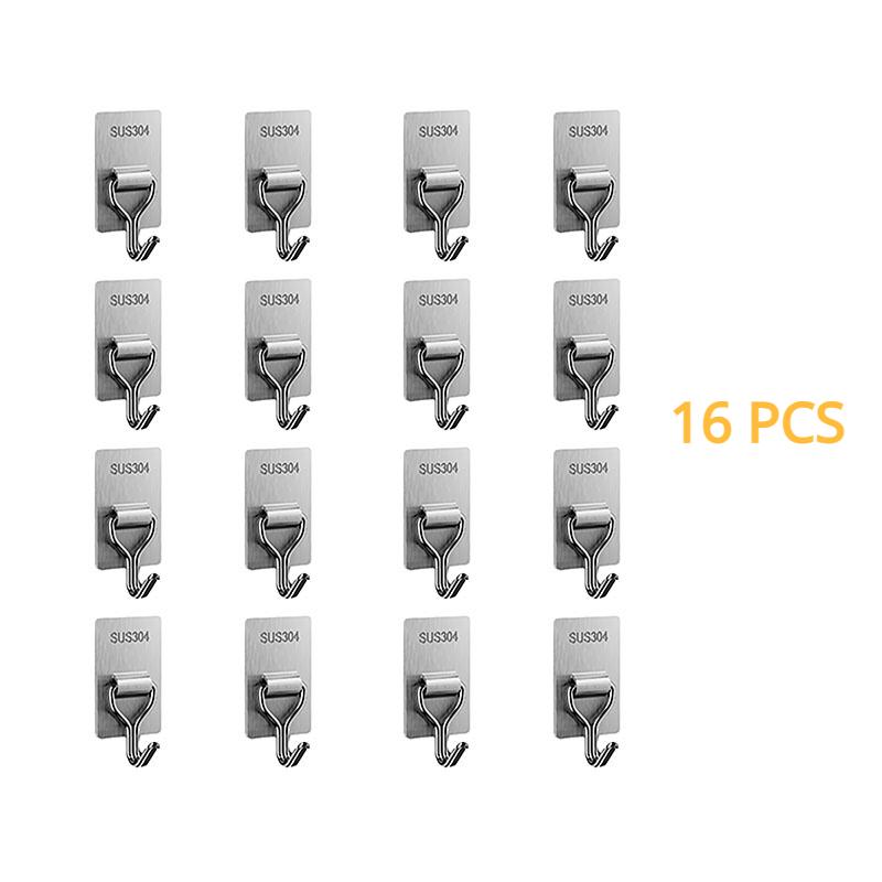 Stainless Steel Hook Kitchen Bedroom Wall Clothes Hook Non Punching Storage No Trace Strong Adhesive Hook Hanging Rack