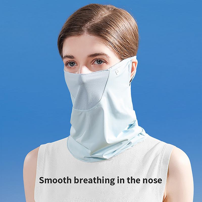 Ice Silk Sunscreen Mask Women Summer Anti-Uv Quick-Drying Face Cover Scarf Breathable Lady Neck Protection Hanging Ear Headband