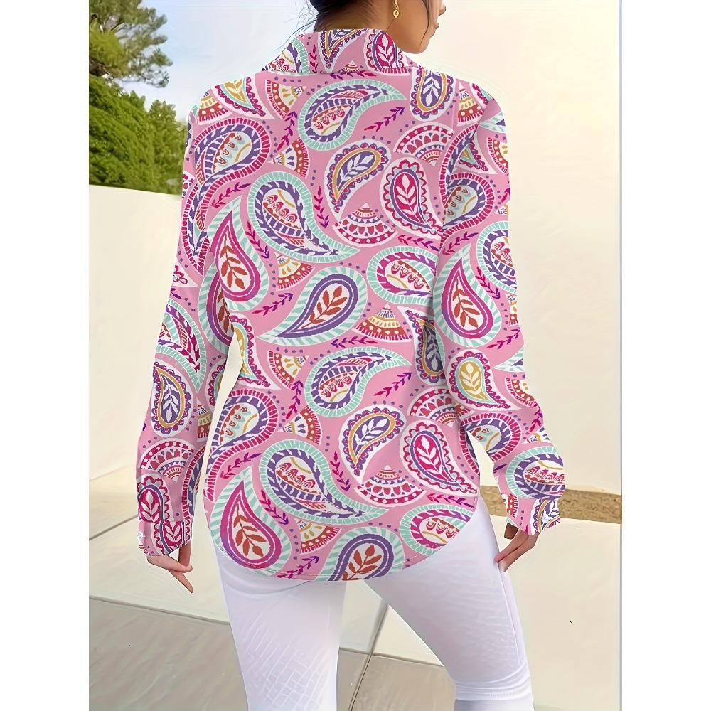 Elegant Women's Long Sleeve Paisley Shirt