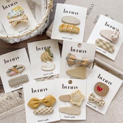 New Cute Rabbit Cream Fabric Bow Hair Clip for Girls