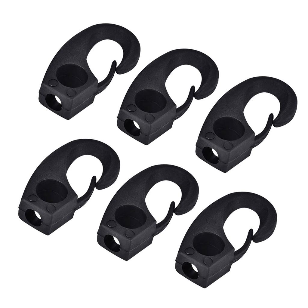 6 Pcs Nylon Lashing Shock Hook for Boat Canoe Kayak Boating Accessories Black