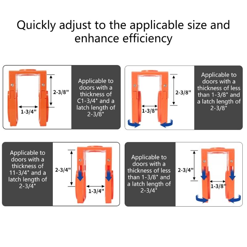 4Pcs Adjustable Door Lock Drilling Kit Featuring Reinforced Plastic Guide for Easy Installation Standard Size