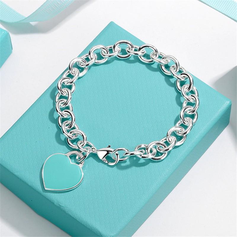 Womens Heart Shape Alloy Bracelet With Enamel Charm OT Clasp Ins Style Adjustable Length