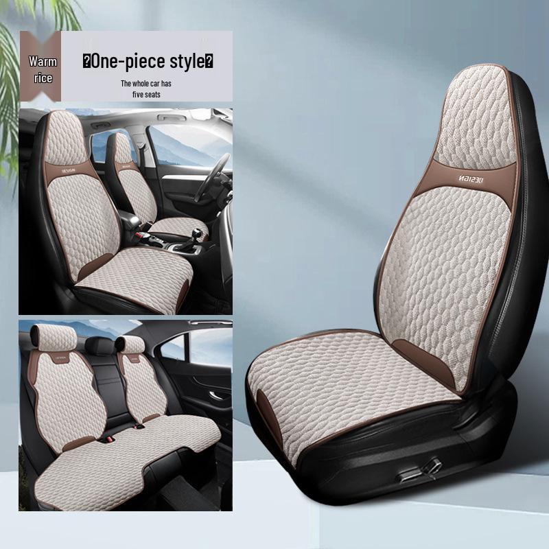 Breathable All-Season Linen Cotton Car Seat Cushion Cover, Universal Fit