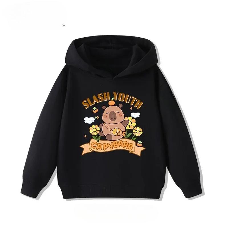 Children's Cartoon Adorable Capibara Autumn Fashion Boys Girls Loose Outdoor Street Kids Hoodies
