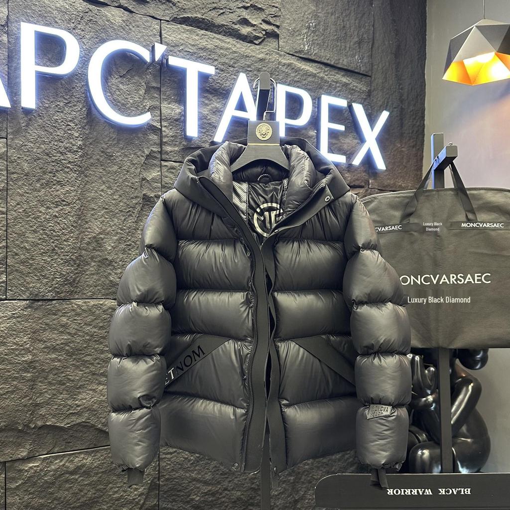 2025 Black Warrior Hooded Puffer Jacket: Men’s Trendy Thick Warm Winter Coat Unisex